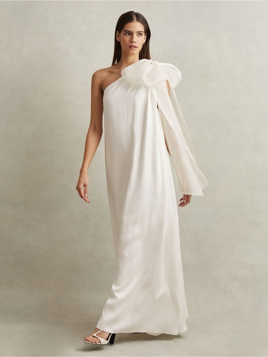 Reiss Dresses & Skirts - Reiss Ivory One-Shoulder Gown with Sculpted Bow